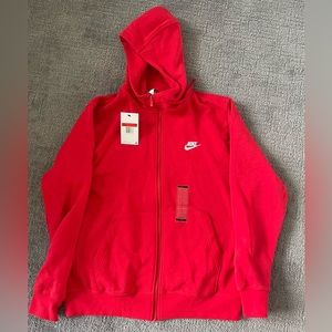 NWT Nike Sportswear Club Fleece Men's Full Zip-Up Hoodie Red L Large New w/ Tags